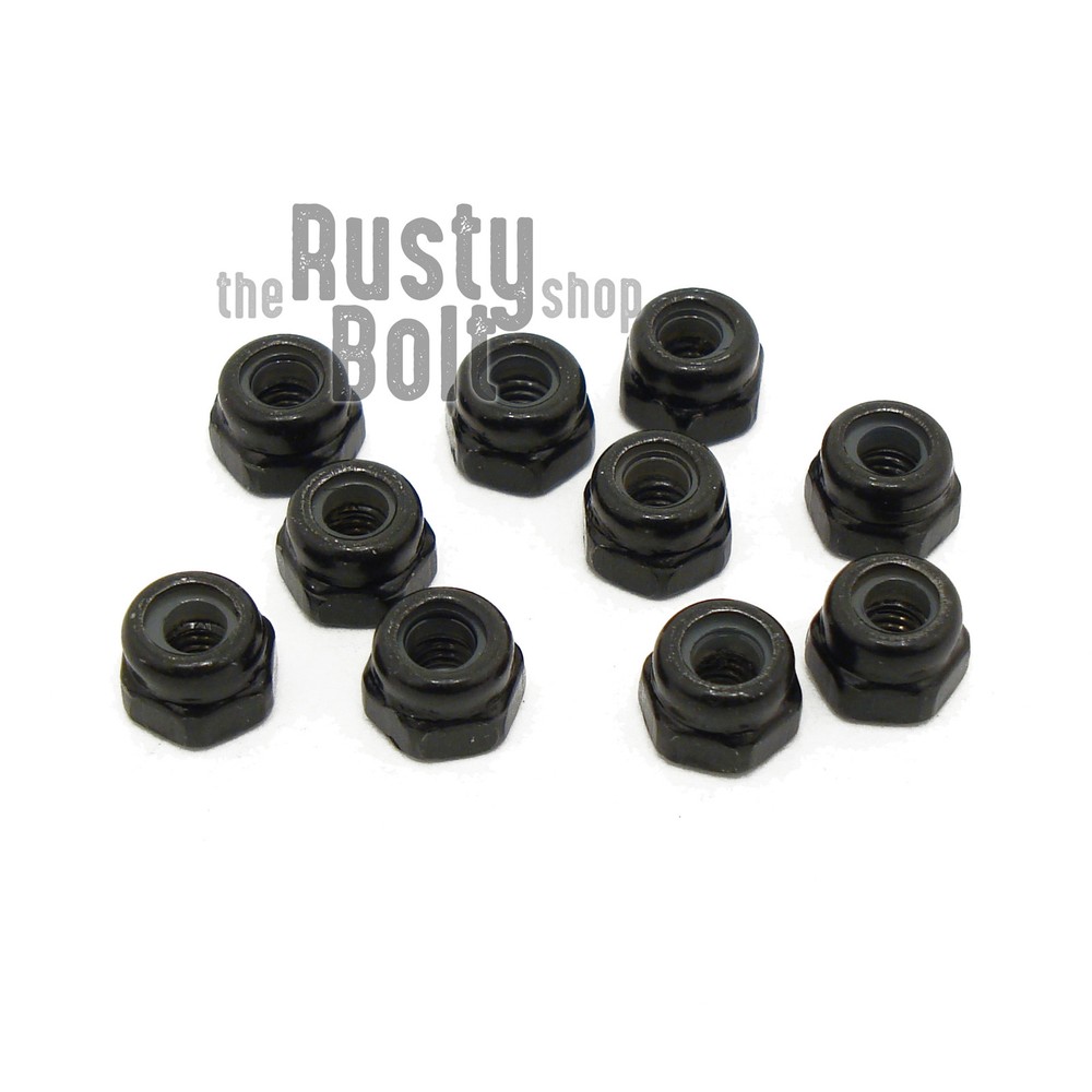 M3 (3mm) Nylon Inserted Lock Nut, Steel, Black