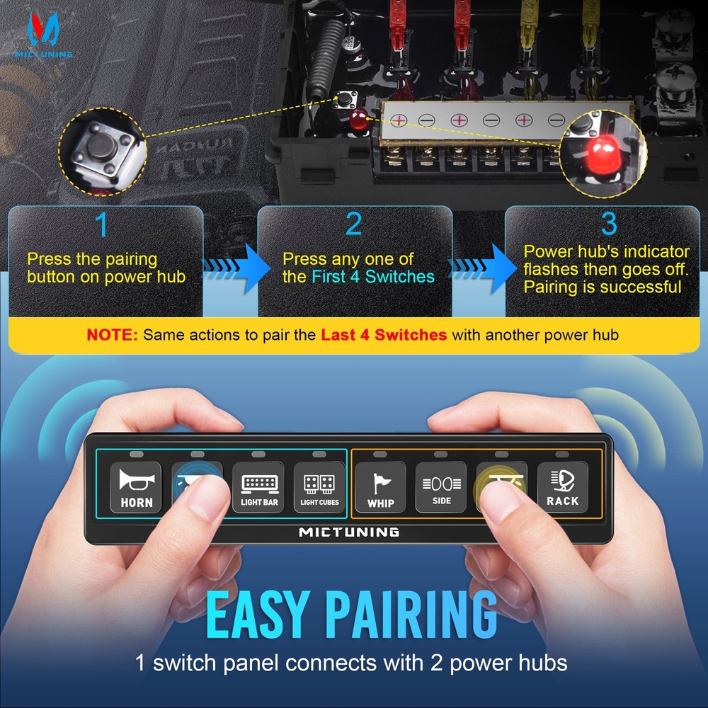 8 Gang Wireless Switch Panel Offroad LED Light Bar Circuit Control Relay System