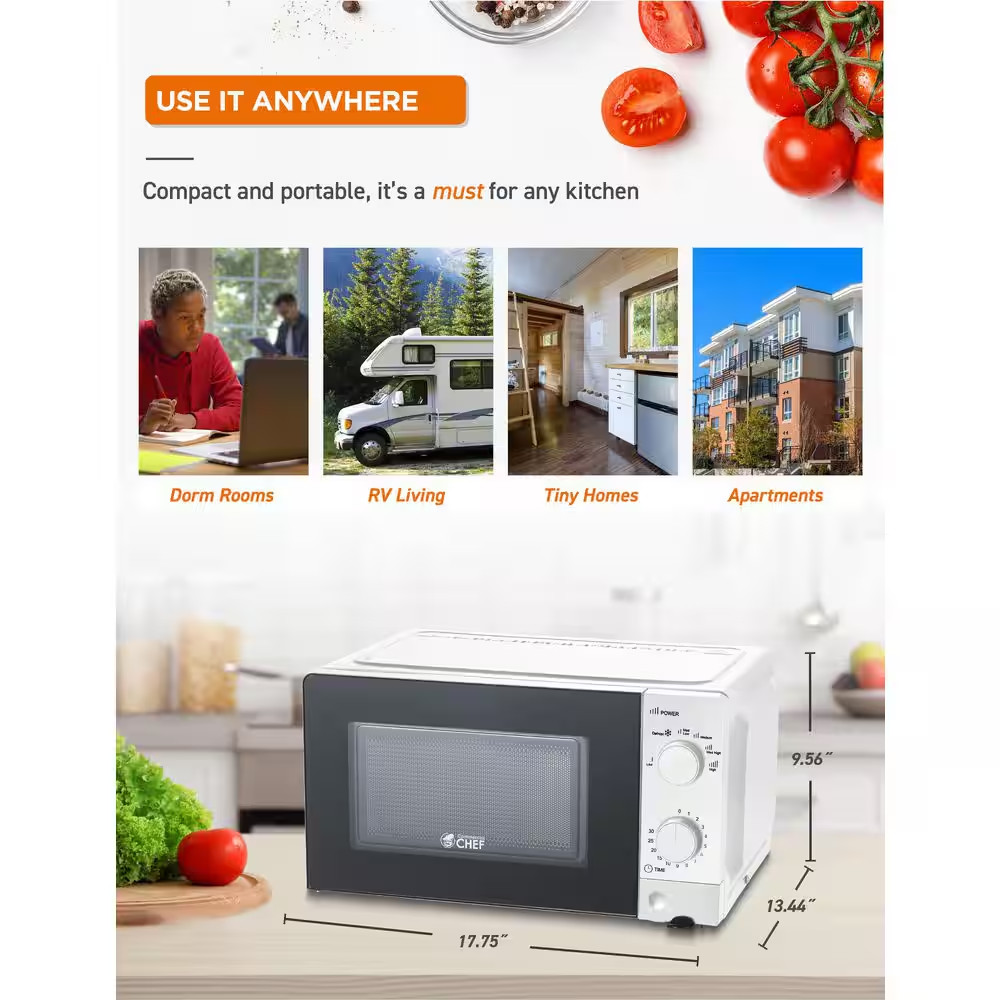 0.6 Cu. Ft. Counter Top Microwave, White