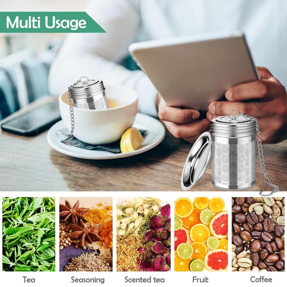 2 Pack Stainless Steel Tea Infusers, Extra Fine Mesh standard, Silver