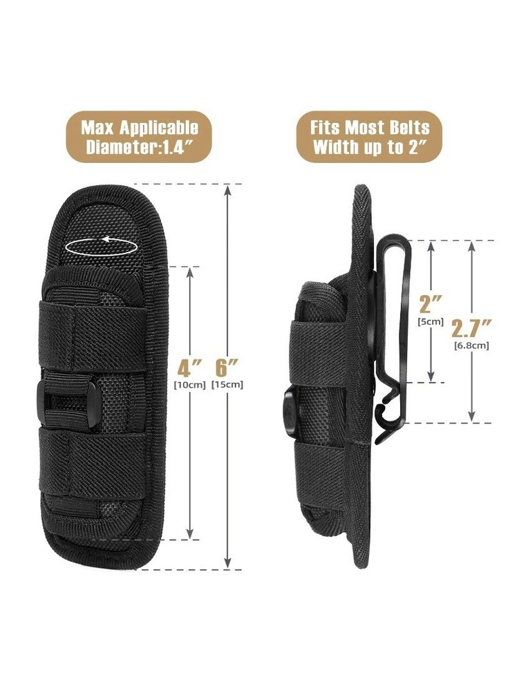 Tactical Flashlight Pouch Holster, Rotatable Flashlight Holder