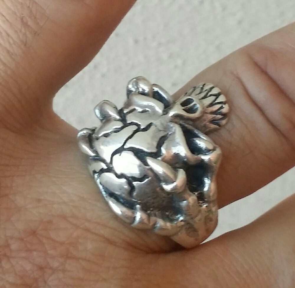 925 MENS SILVER RING skull motorcycle pirate claws