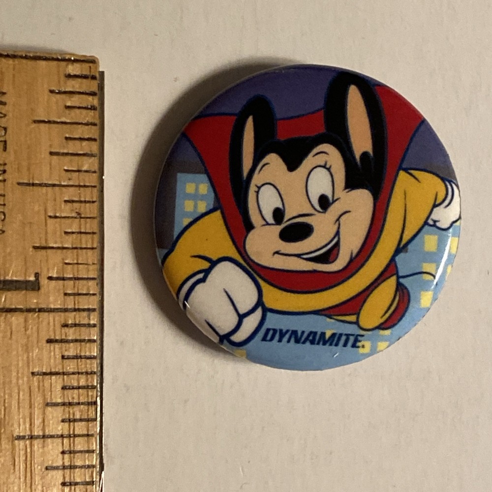 Mighty Mouse Button Pinback Dynamite Comics Superhero FREE SHIPPING