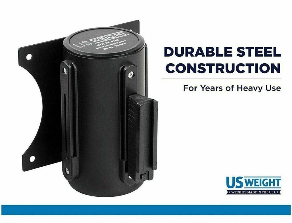 US Weight Wall Mount with Retractable Belt – 13' Black