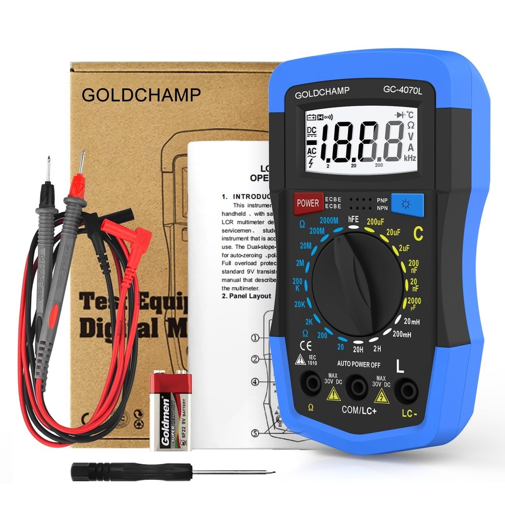 Capacitor Tester 2 Packs, 200~2000M0 0hm Multimeter Capacitance Meter, hFE Te...