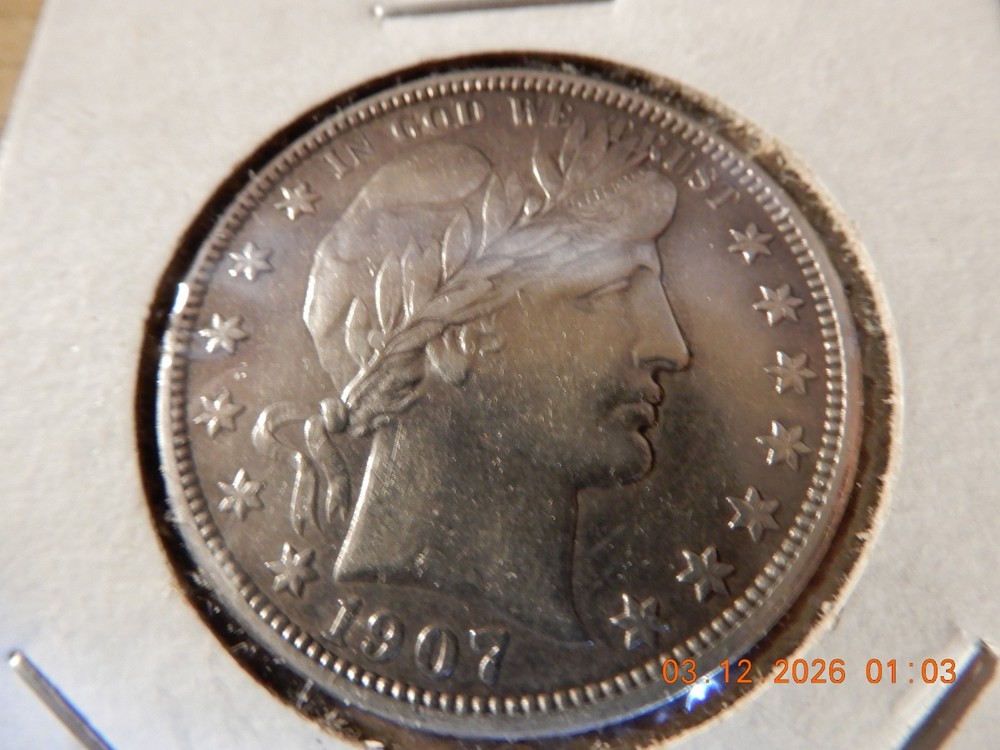 1907 O XF BARBER HALF DOLLAR