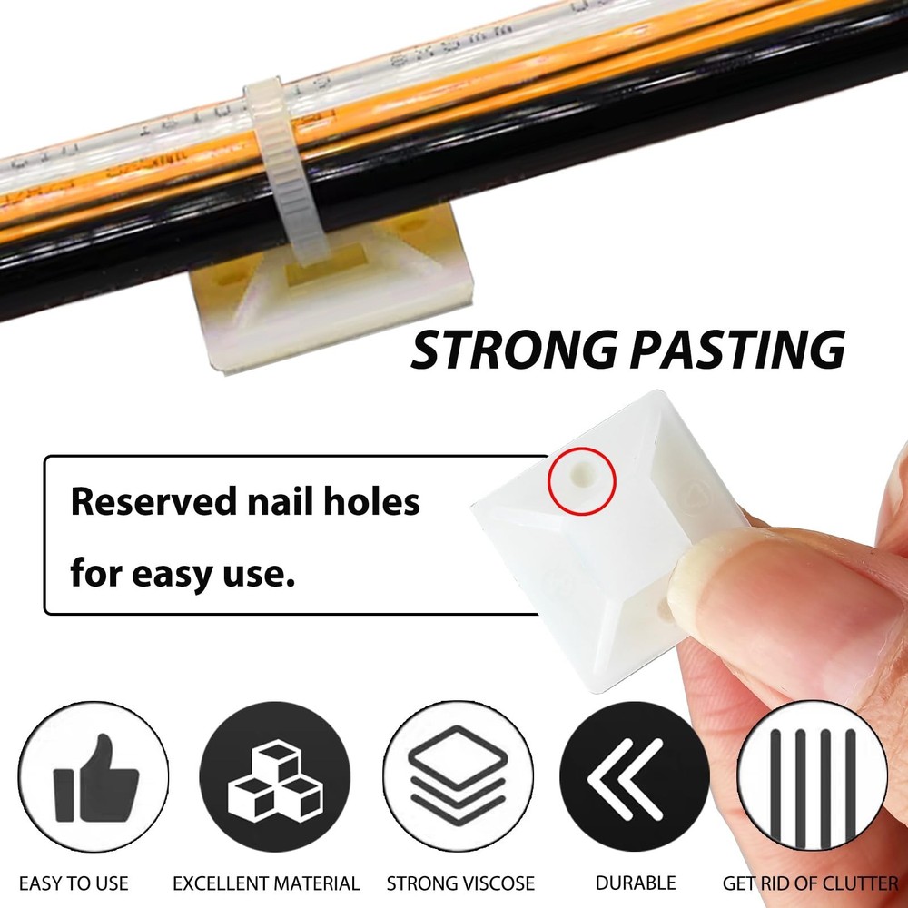 340 Pcs Self Adhesive Cable Zip Tie Mounts Set | 170 Pcs Cable Tie Mounting B...