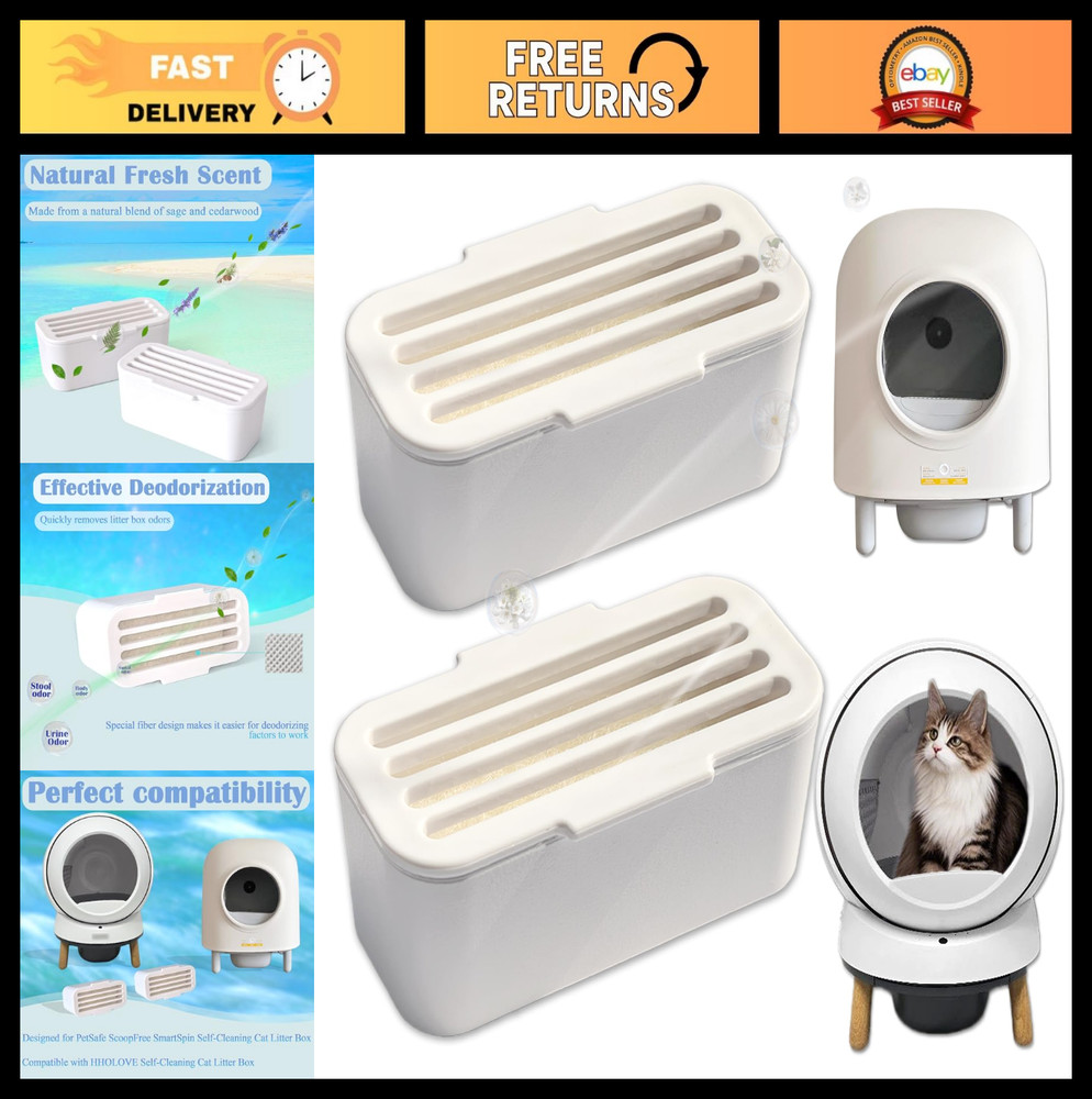 Odor Control Deodorizer for Self-Cleaning Cat Litter Boxes - 2 Pack, Fresh Home!