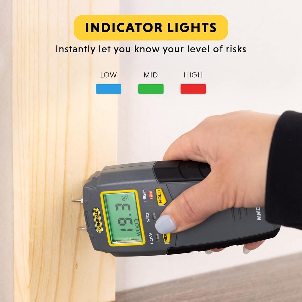 Compact Moisture Detector with Extra Pins - Quick Read Process for Homeowners
