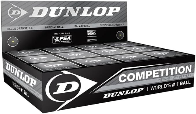 Dunlop Yellow Competition Squash Balls, Beginners & Experts