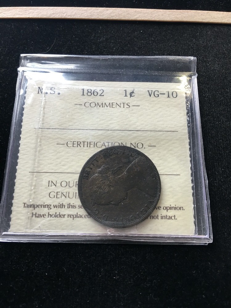 1862  ICCS Graded Nova Scotia  ¢1 Cent, **VG-10** #OS 950