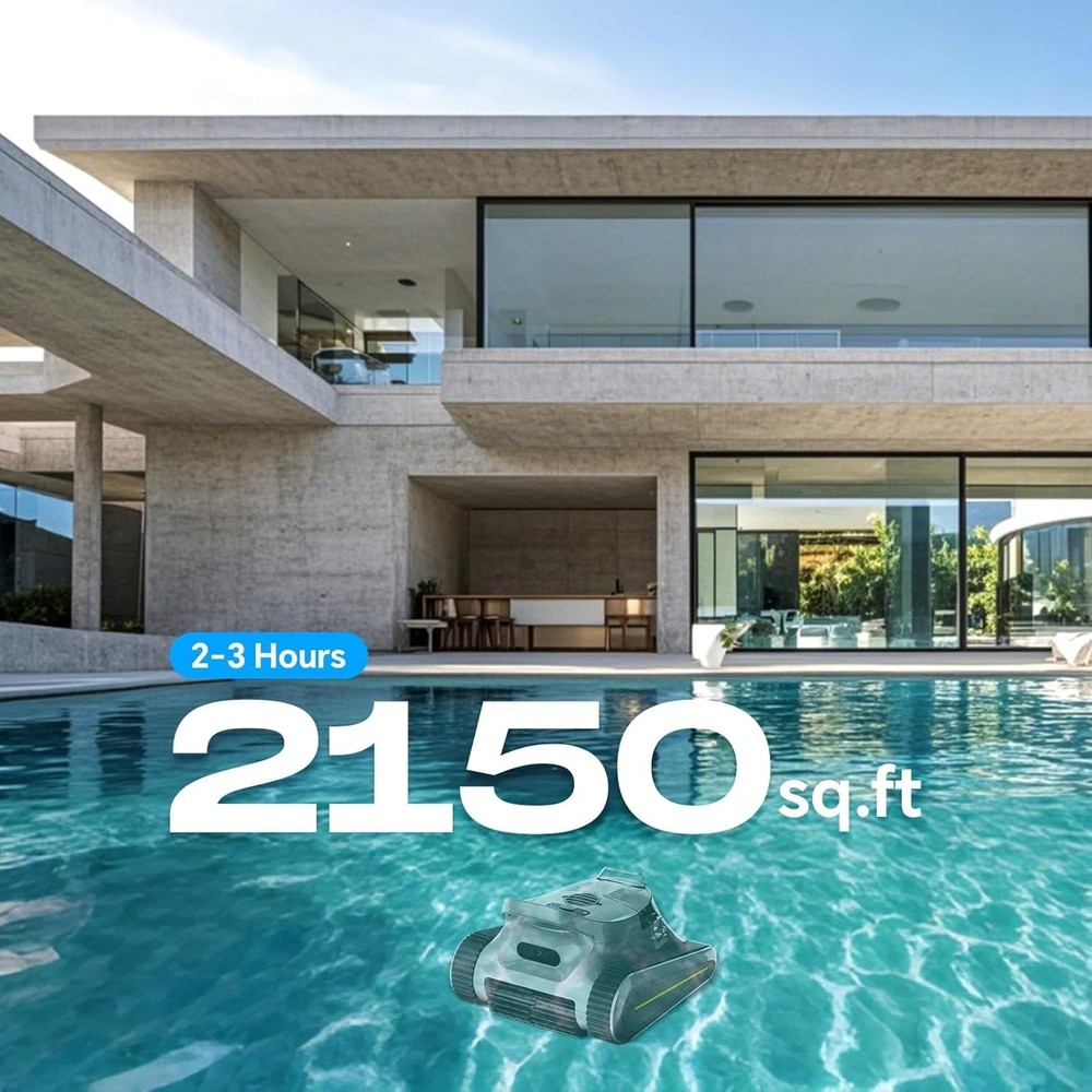 Smart Navigation PoolCleaner Wall and Waterline Cleaning Vacuum APP Control Grau