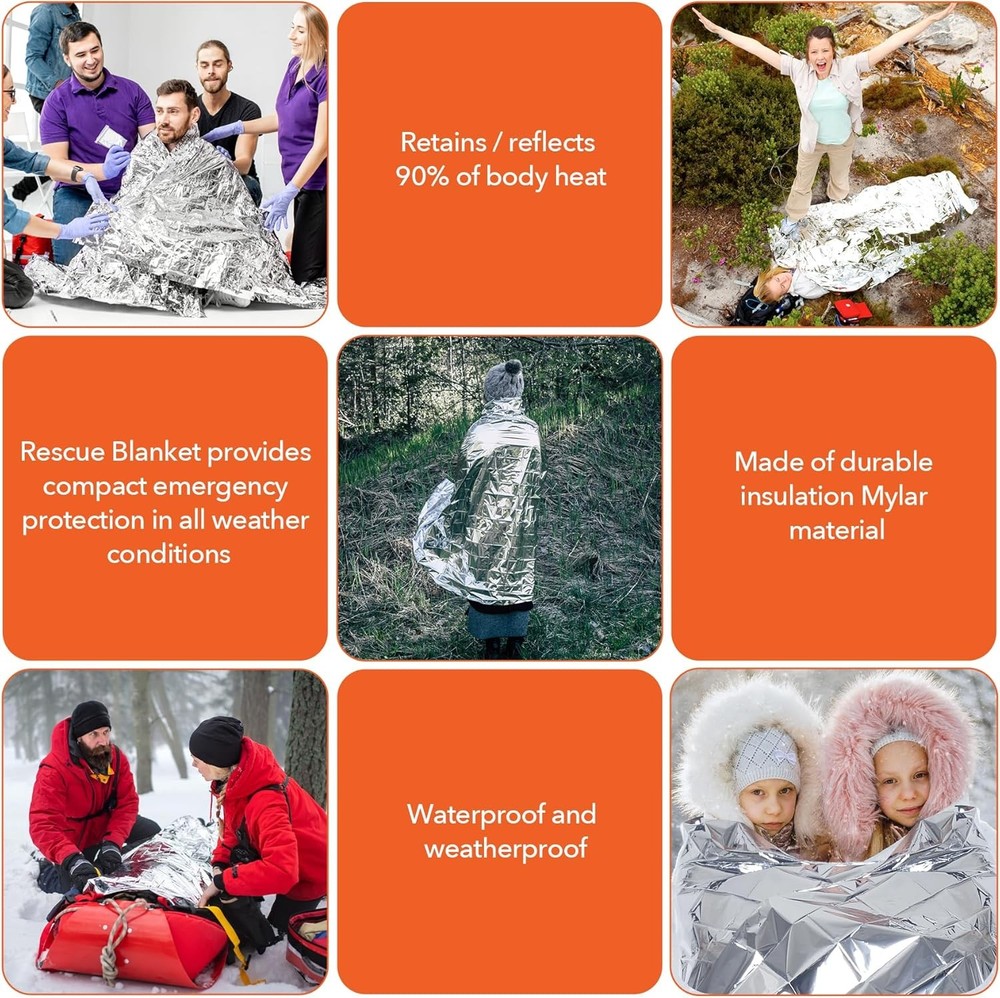 Space Blankets 6pk, Mylar Emergency Thermal