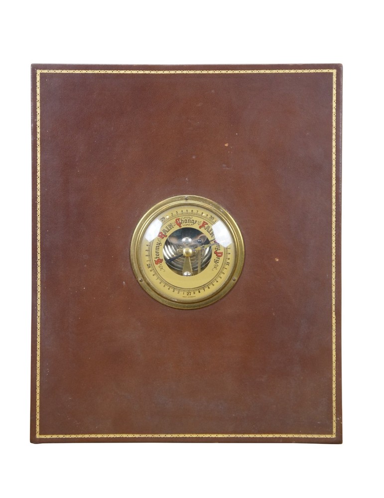 1952 Moco West German Leather Desktop Barometer Document Box 13"