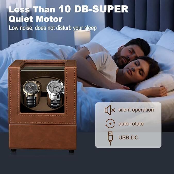 Automatic Rotation Double Watch Winder Box Leather Storage Display Case Gift new