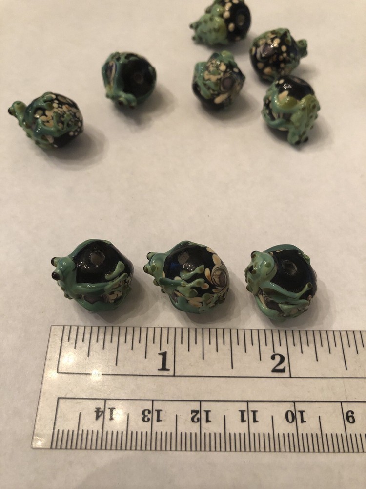 One (1) Each Lampwork Glass Frog Bead