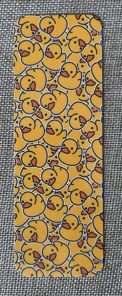 Yellow Rubber Duck Pattern Bookmark, Laminated, 2”x6”, Cute Reader Gift.