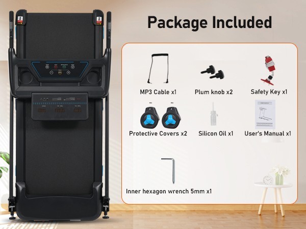 3.0HP 10MPH Foldable Treadmill 8% Incline Type C & USB Charge Station Bluetooth
