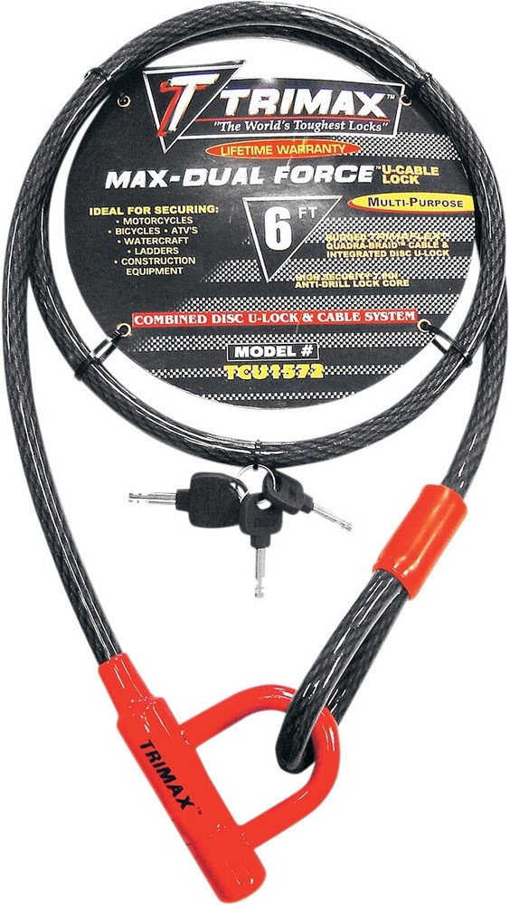 Trimax Trimaflex Coiled Lock 72in. Cable with U Lock TCU1572