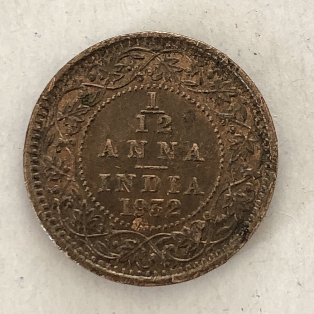 1/2 Anna India 1932 Coin