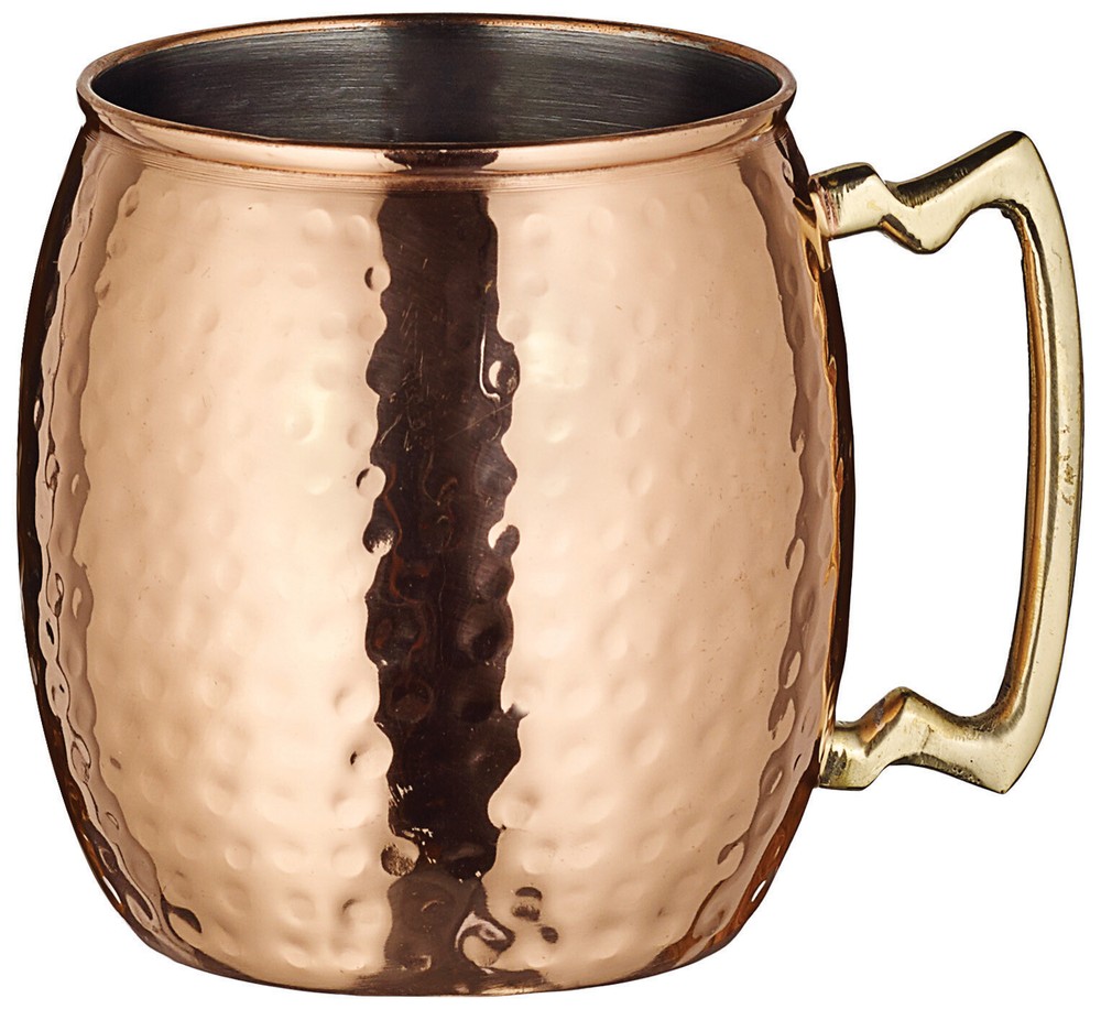 20 oz. Moscow Mule Mug, Hammered, Copper-Plated, Brass Handle (12 Each)