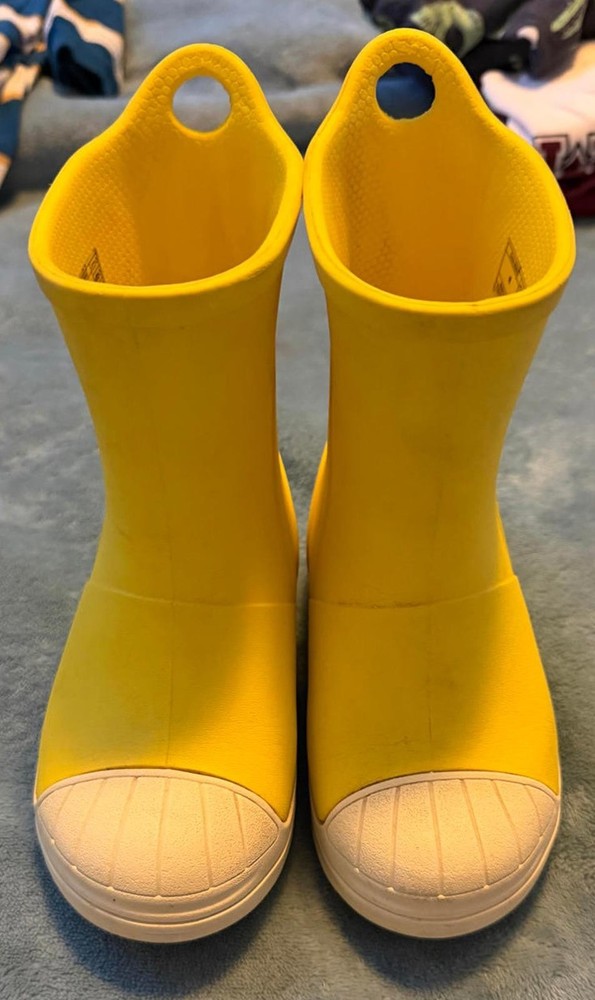 Yellow Crocs Rain Boots with Handle Loops