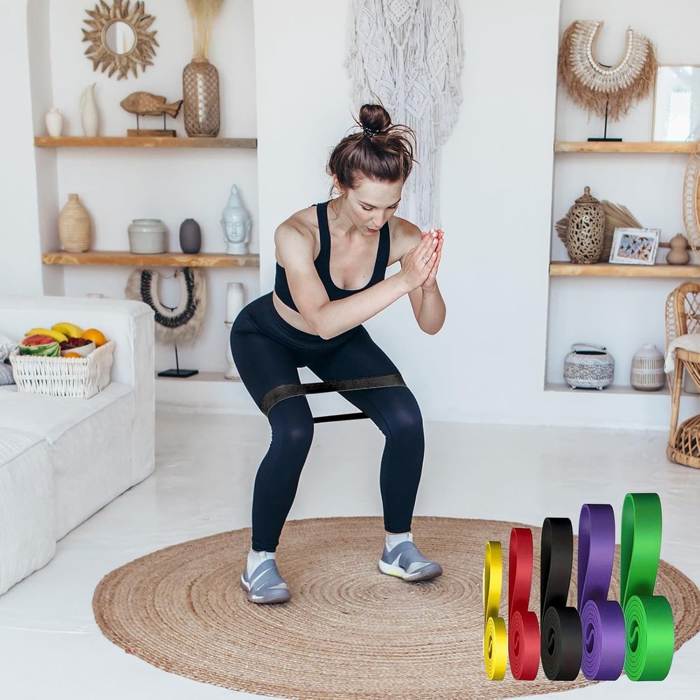 5 PCS Resistance Pull-Up Bands, Exercise & Stretching Bands 5-125LB