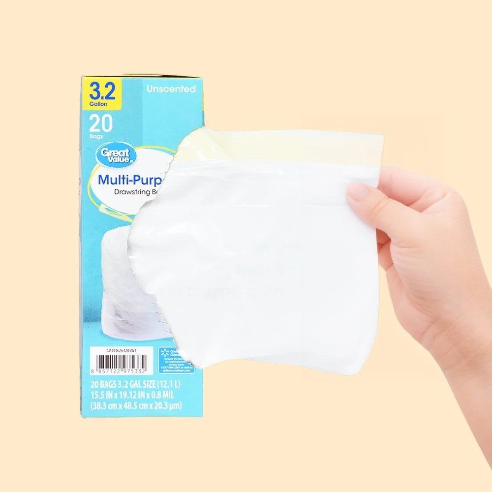 3.2 Gallon Small Drawstring Trash Bags Unscented Garbage Bags 20 Count 2 Pack