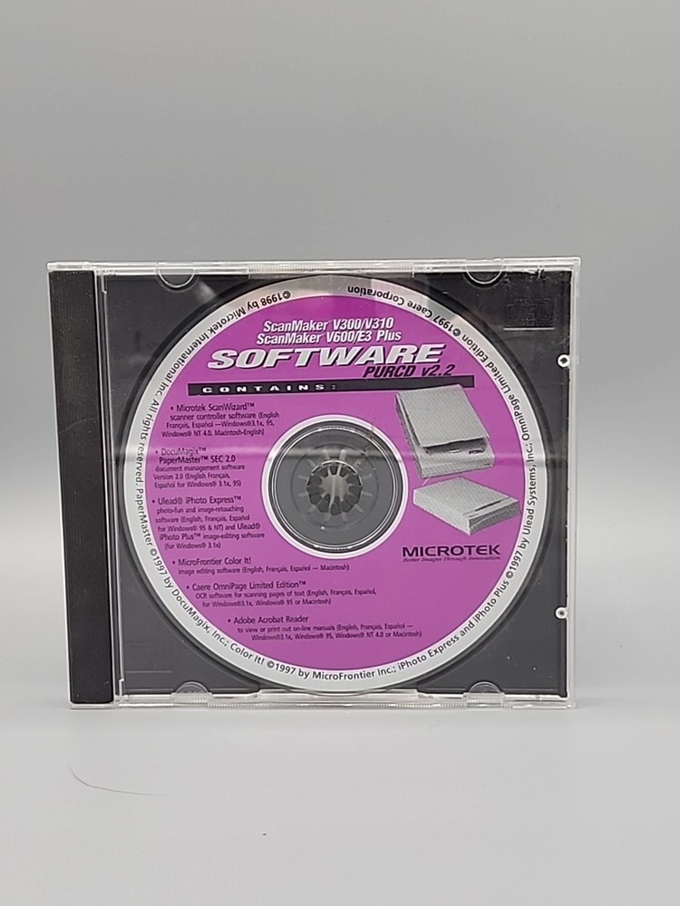 Microtek ScanMaker V300 V310 V600 E3 Plus Software CD PURCD v2.2 – Disc Only