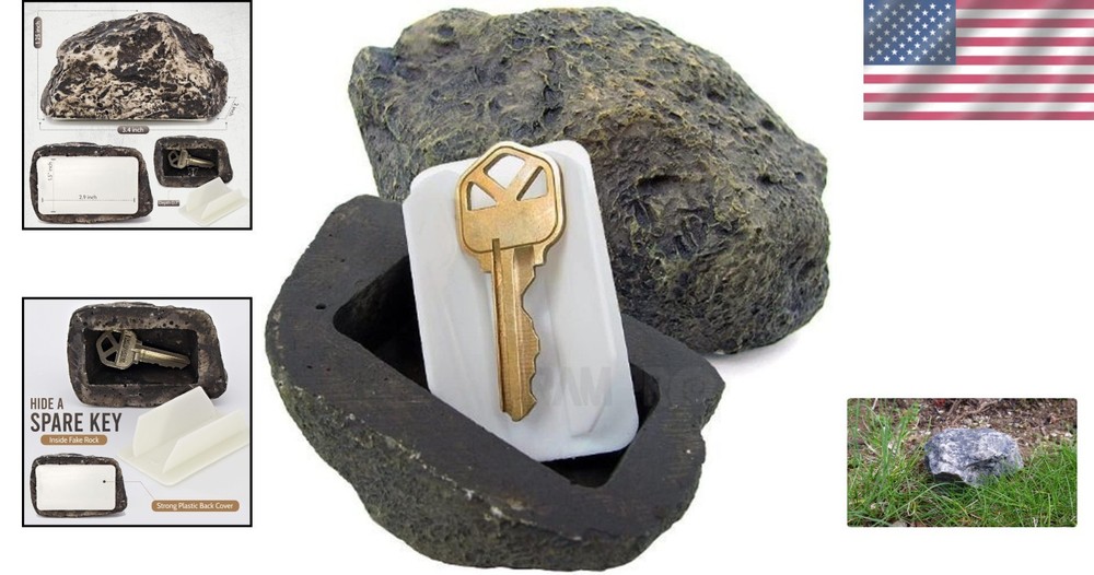 Realistic Poly-Resin Rock Key Holder - The Discreet Solution to Key Security