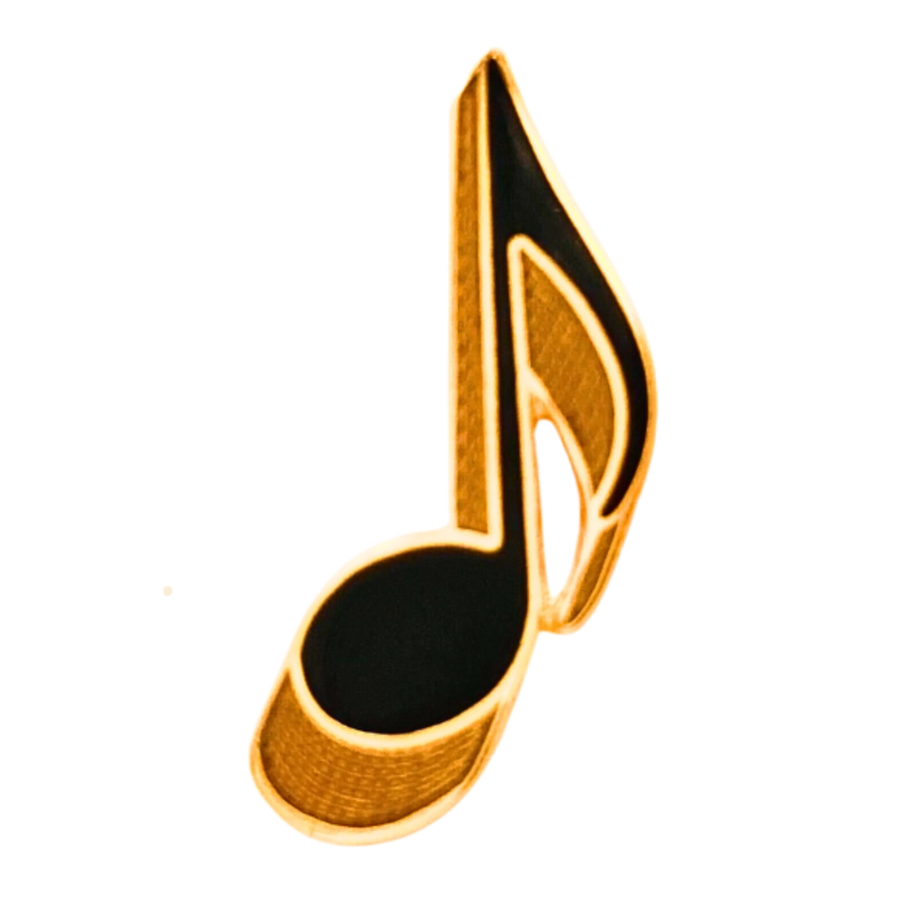 Pin Eighth Note Black With Gold Shadow Pin Harmony Collection