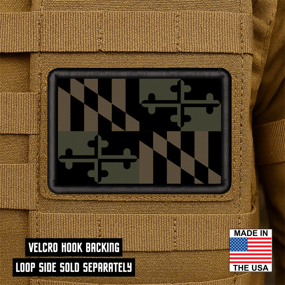 Tactical Maryland State Flag Printed Morale Patch - 2x3 Inch, Hook & Loop