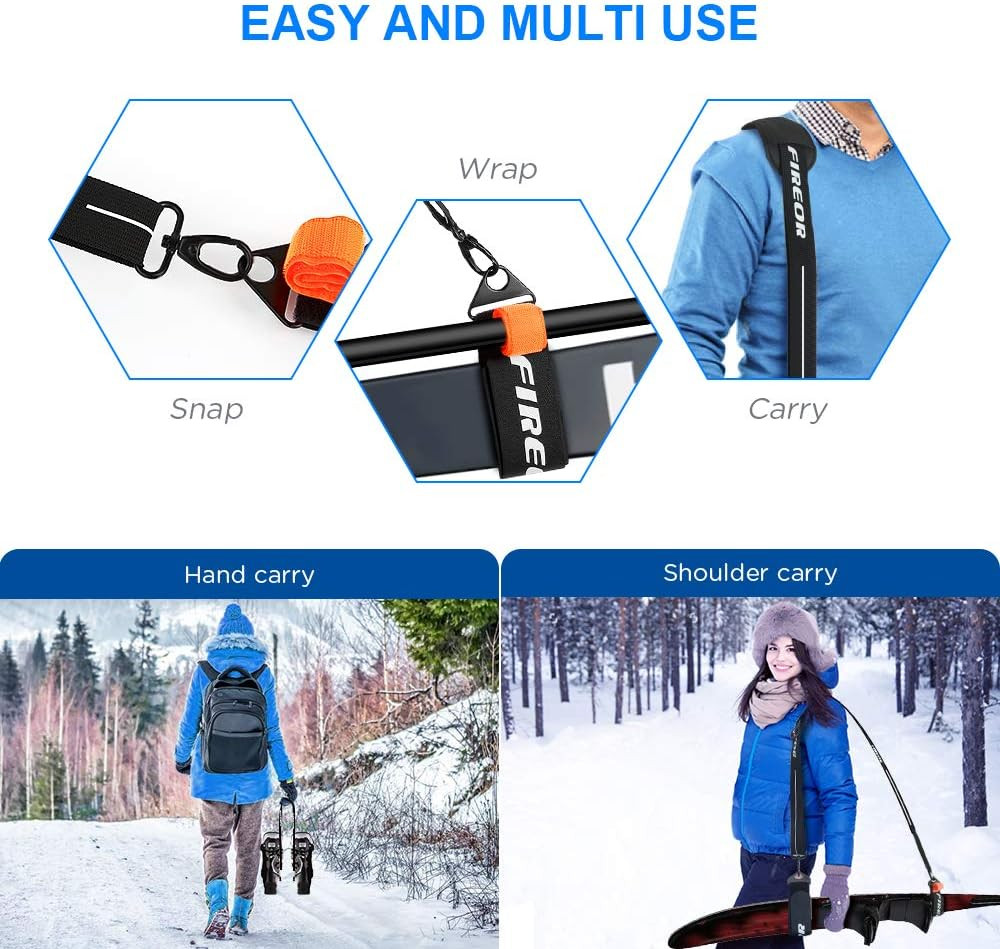 Ski Carrier Strap Set Snowboard Pole Boot Sling Adjustable Shoulder Kit