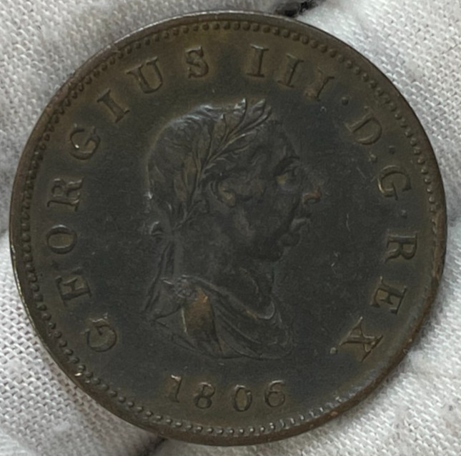 1806 Great Britain Half Penny Coin Better Condition High Value