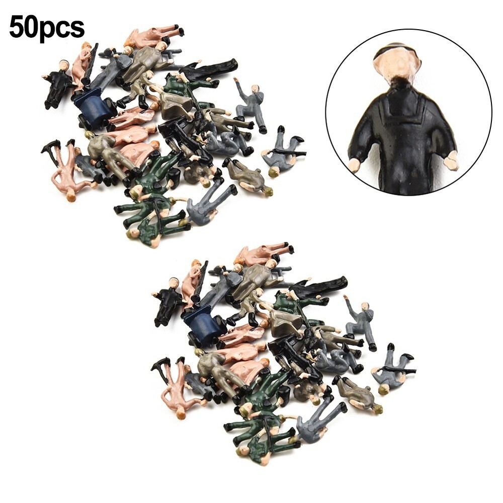 Figures Painted Figures Scale 1:87 25 Different Poses 50pcs Painted Figures