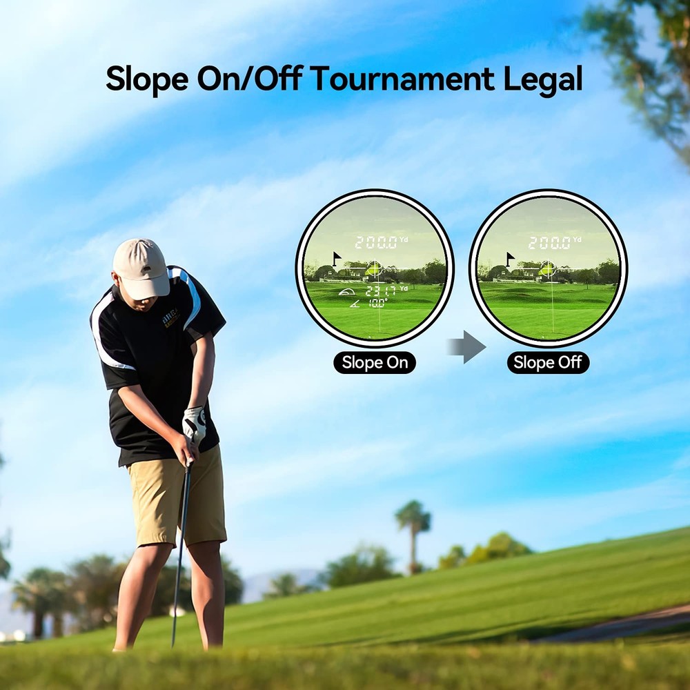 ACPOTEL Golf Range Finder with Slope Switch - 750yd External Screen Black