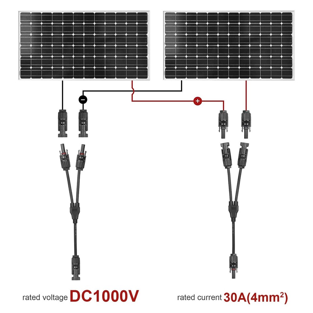 Waterproof Solar Panel Y Branch Cable Connection Adapter Connector Extension