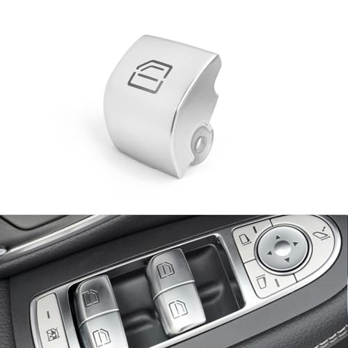 Silver Car Window Control Power Push Window Lift Switch Button Cover Rear Left