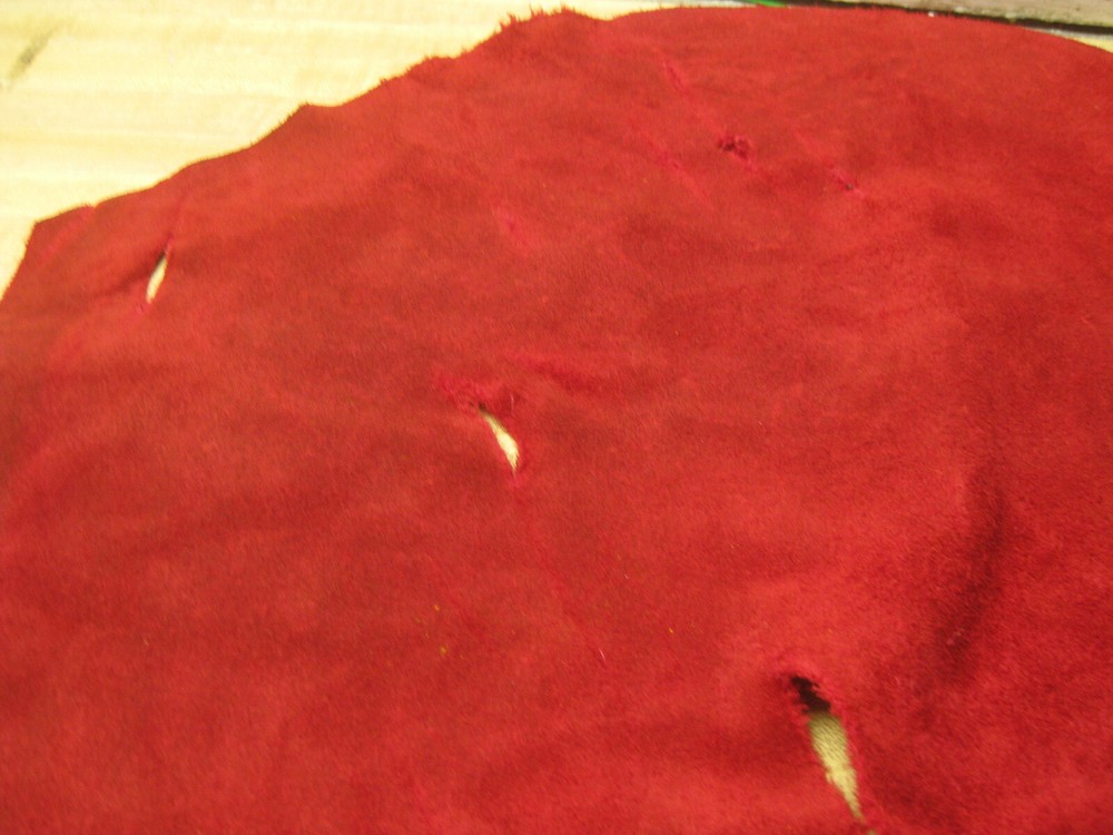 Suede Buffalo Leather Red Damaged #0008202 Row 39