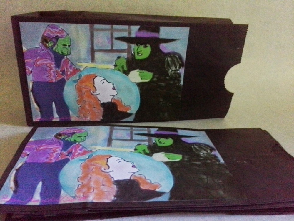 Handmade Artwork Halloween Witch Candy Bag & More Designs