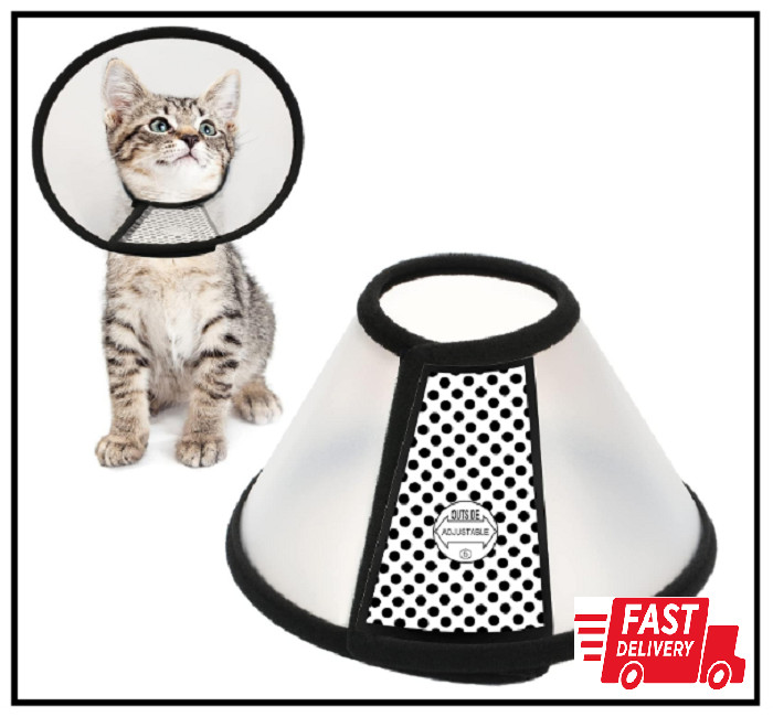 Depets Adjustable Recovery Pet Cone E-Collar for Cats Kittens Rabbits, Plastic E