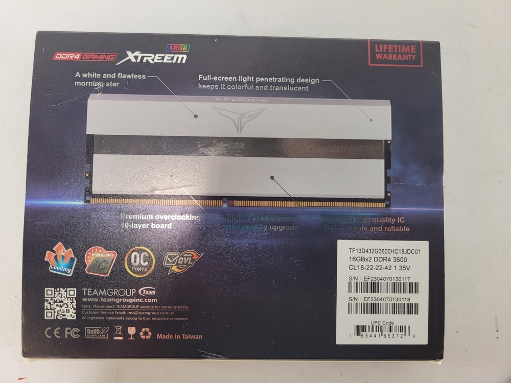 TEAM Group T-Force XTREEM ARGB 32GB DDR4 3600MHz DIMM System Memory