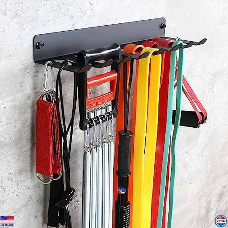Heavy-Duty Multi-Functional Gym Equipment Storage Rack for Bands, Barbells,