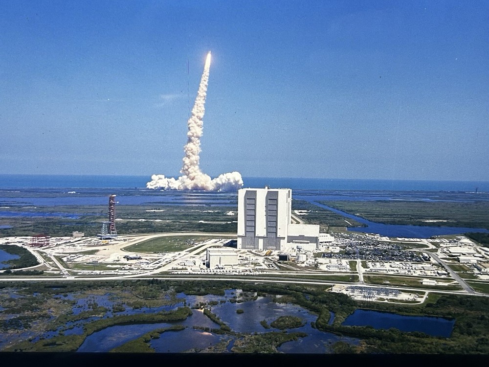 1983 NASA KSC Space Shuttle Challenger STS-6 Liftoff Presentation Transparency
