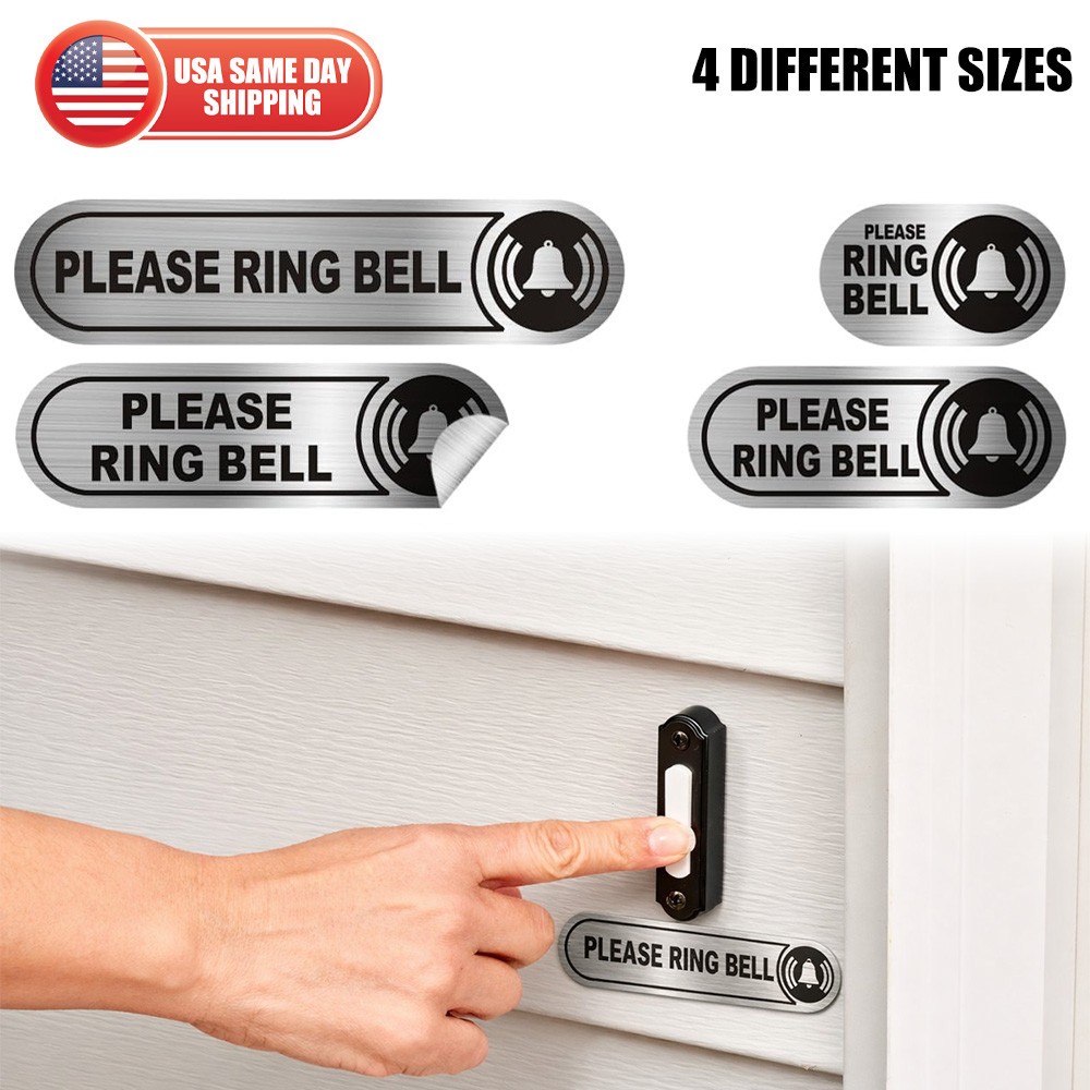 4 pcs 4 size Tiny Please Ring Bell Sticker Mini Small Sign Home Office Doorbell