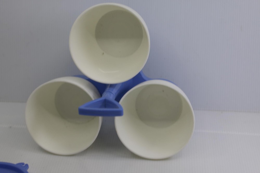 Tupperware Essentials Blue & White Serving Caddy with Condiment sauce Bowls Set