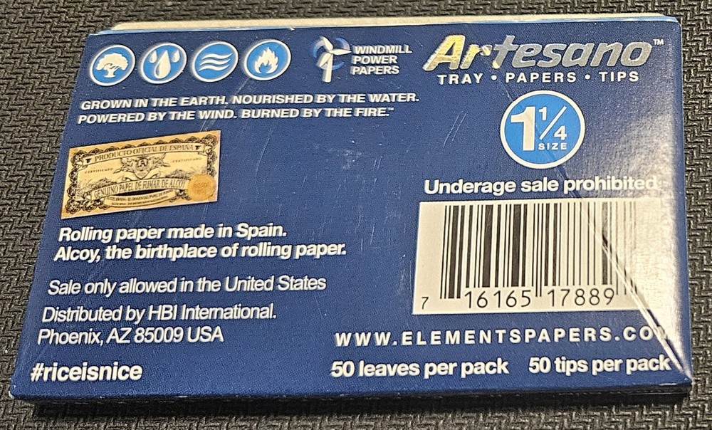 Elements 1 1/4 Ultra Thin Rice Rolling Papers, Magnetic, with Tips