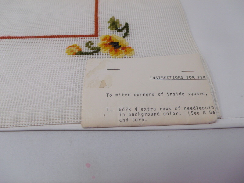 Vintage HTF Dritz Needlepoint Canvas Daisy Frame with Instructions