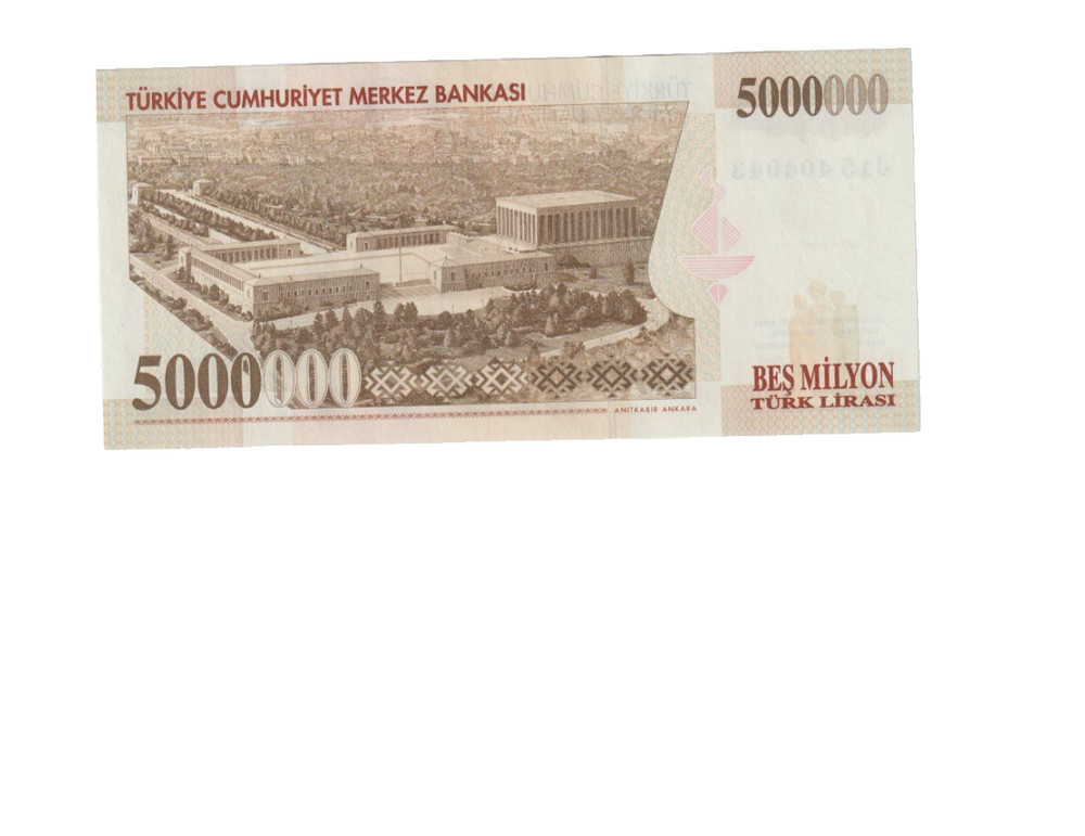 TURKEY 1993 5000000 LIRA BANKNOTE P210 UNCIRCULATED