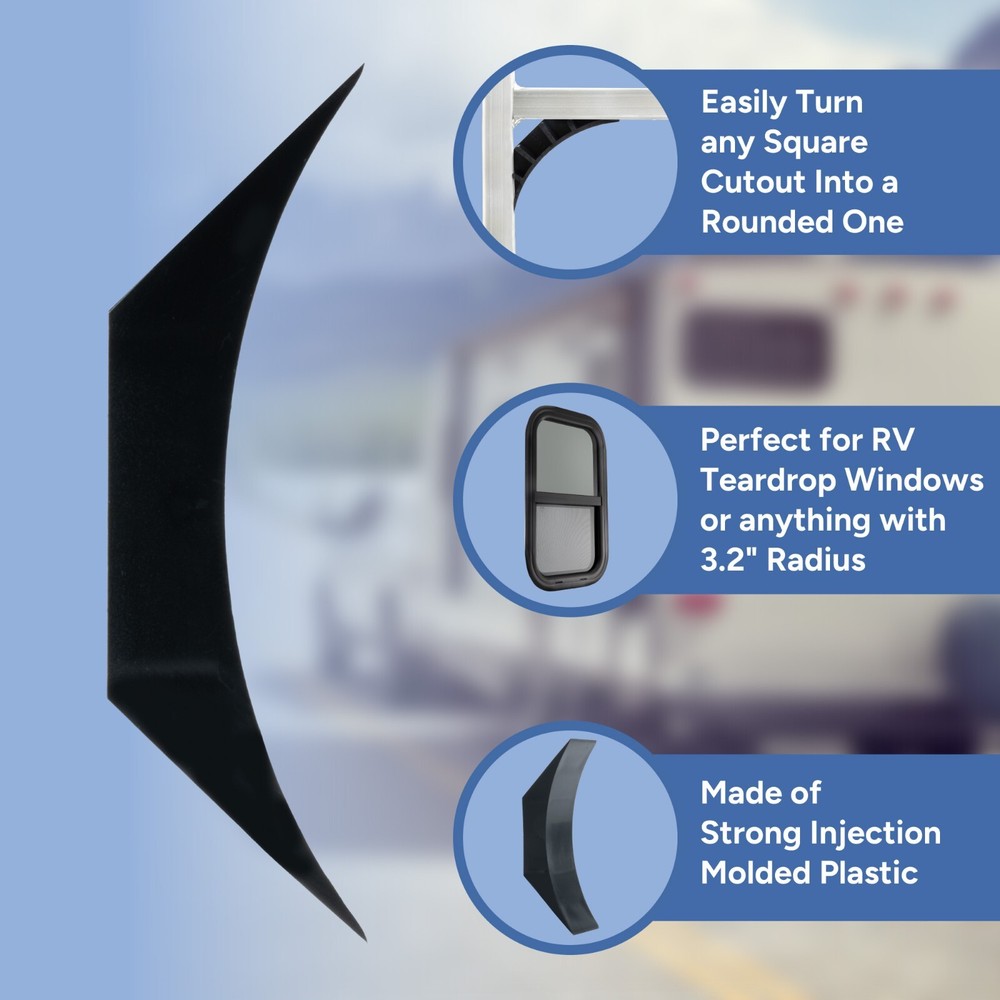 RecPro Corner Radius Blocks for RV Teardrop Windows | 3.2” Radius | 4 Pack | USA